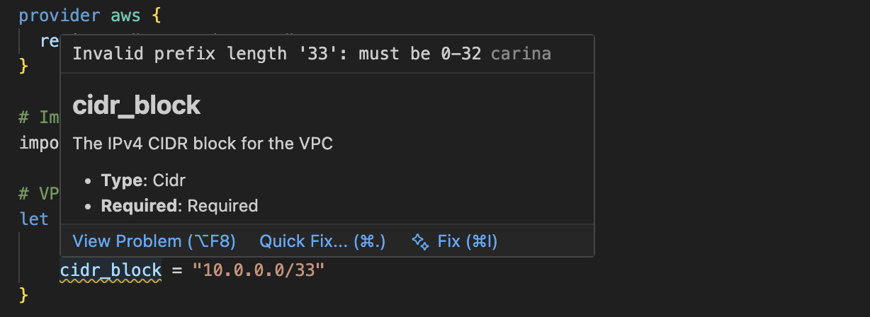 cidr_blockのエラー表示